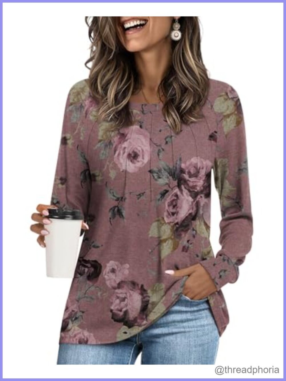 Womens Fall Tunic Top Long Sleeve Pleated Blouse Loose Casual Tshirt for